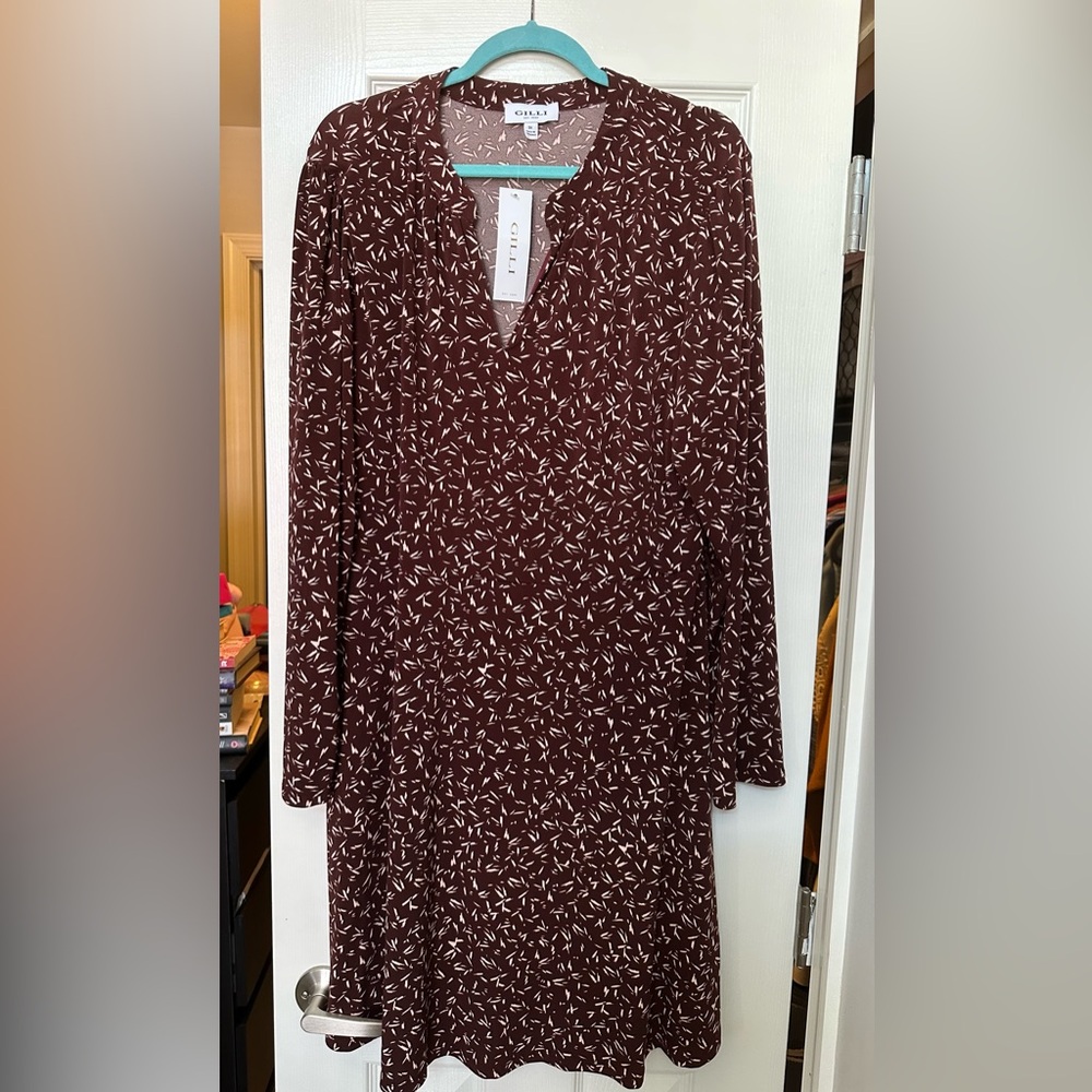 Gilli Maroon Dress with White Pattern